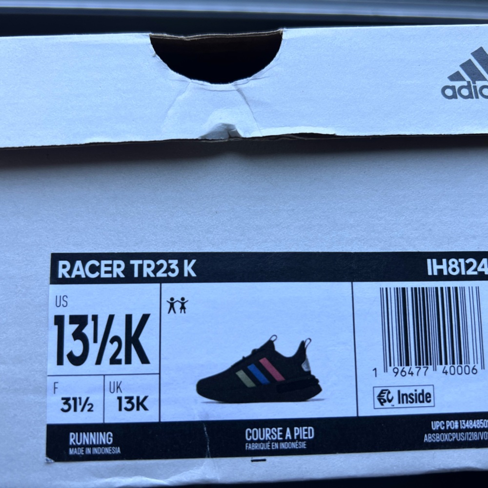 Adidas Kids Racer TR23 Sneakers - Black with Colorful Stripes